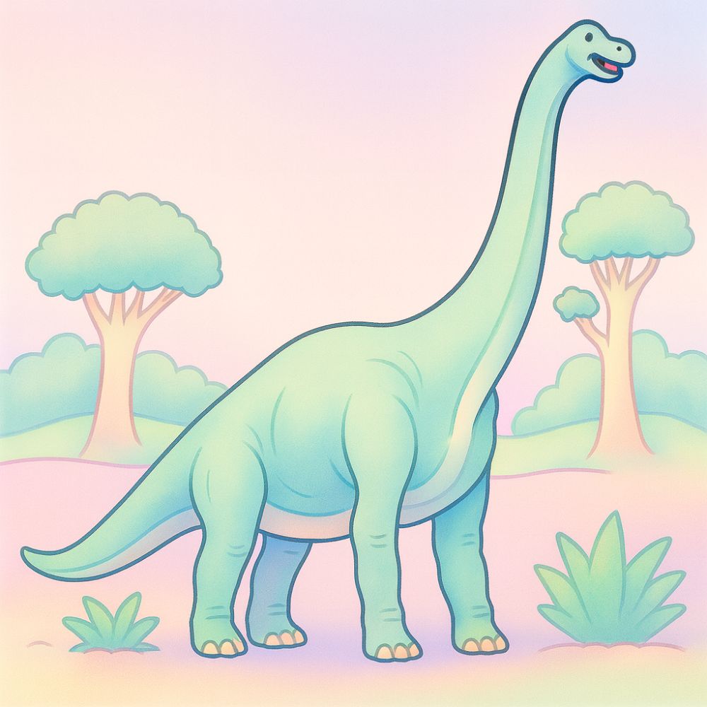 Ideias de colorir Brachiosaurus em uma cena de prado tranquilo