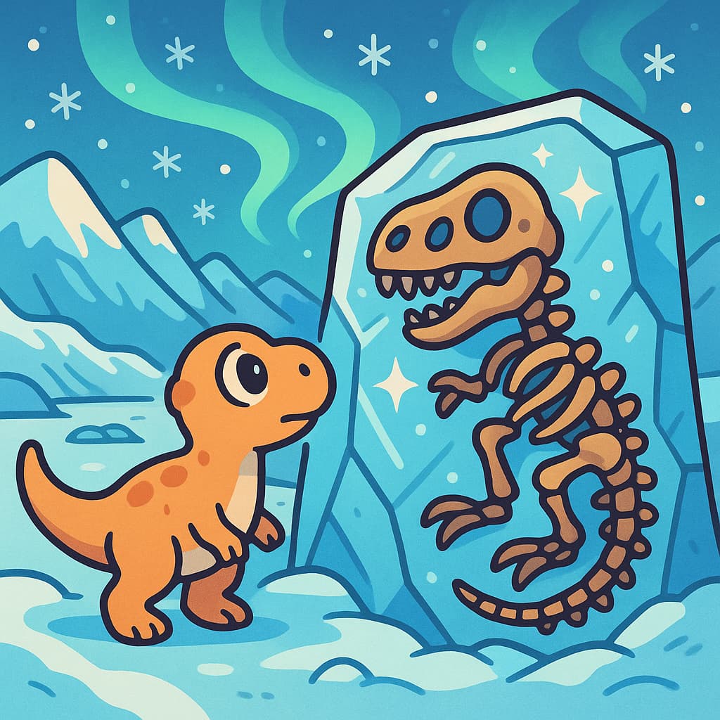 Ideias de colorir fósseis de dinossauro com caverna gelada e bebê dino