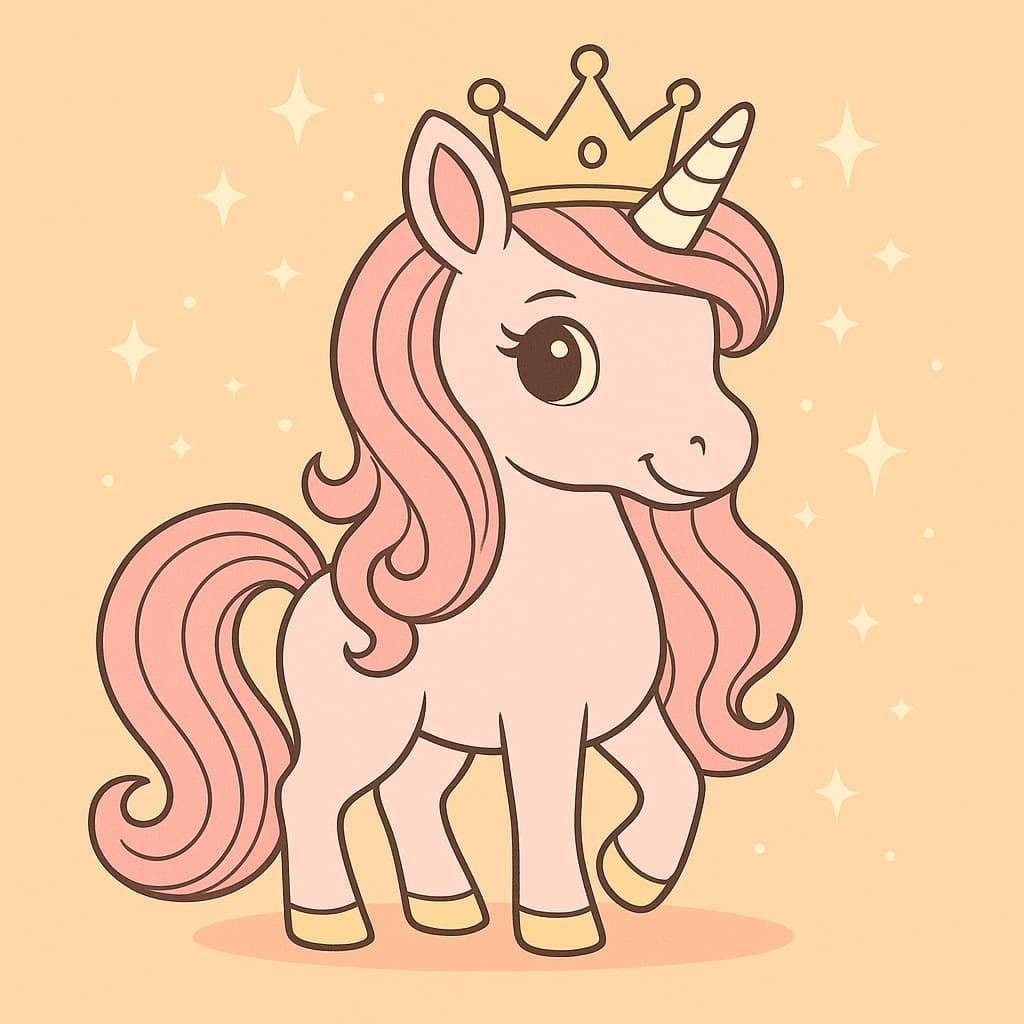 Easy unicorn drawing royal pony starry pastel backdrop