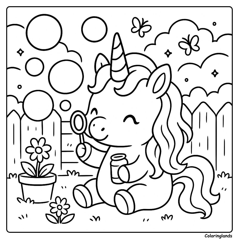 desenhos para colorir infantil unicornio no quintal