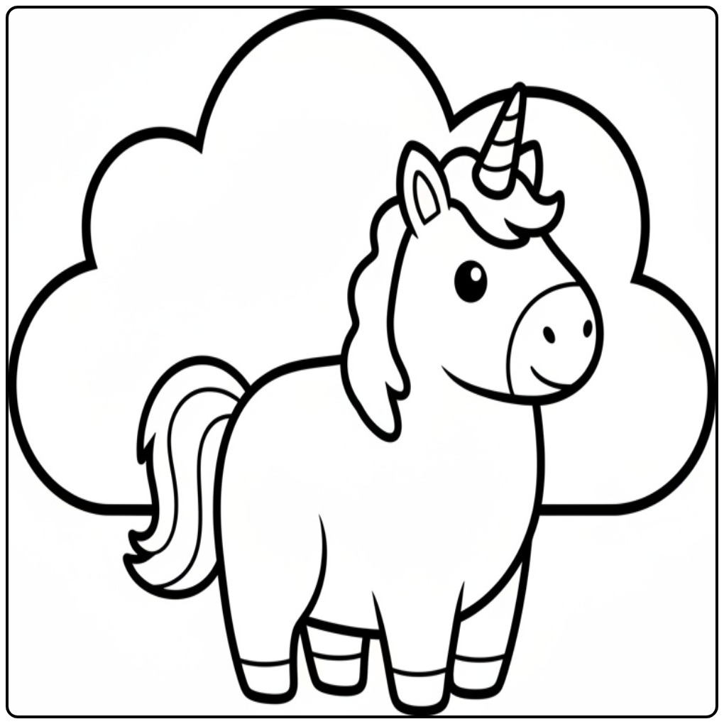 Desenho divertido de unicornio para colorir, pura magia!