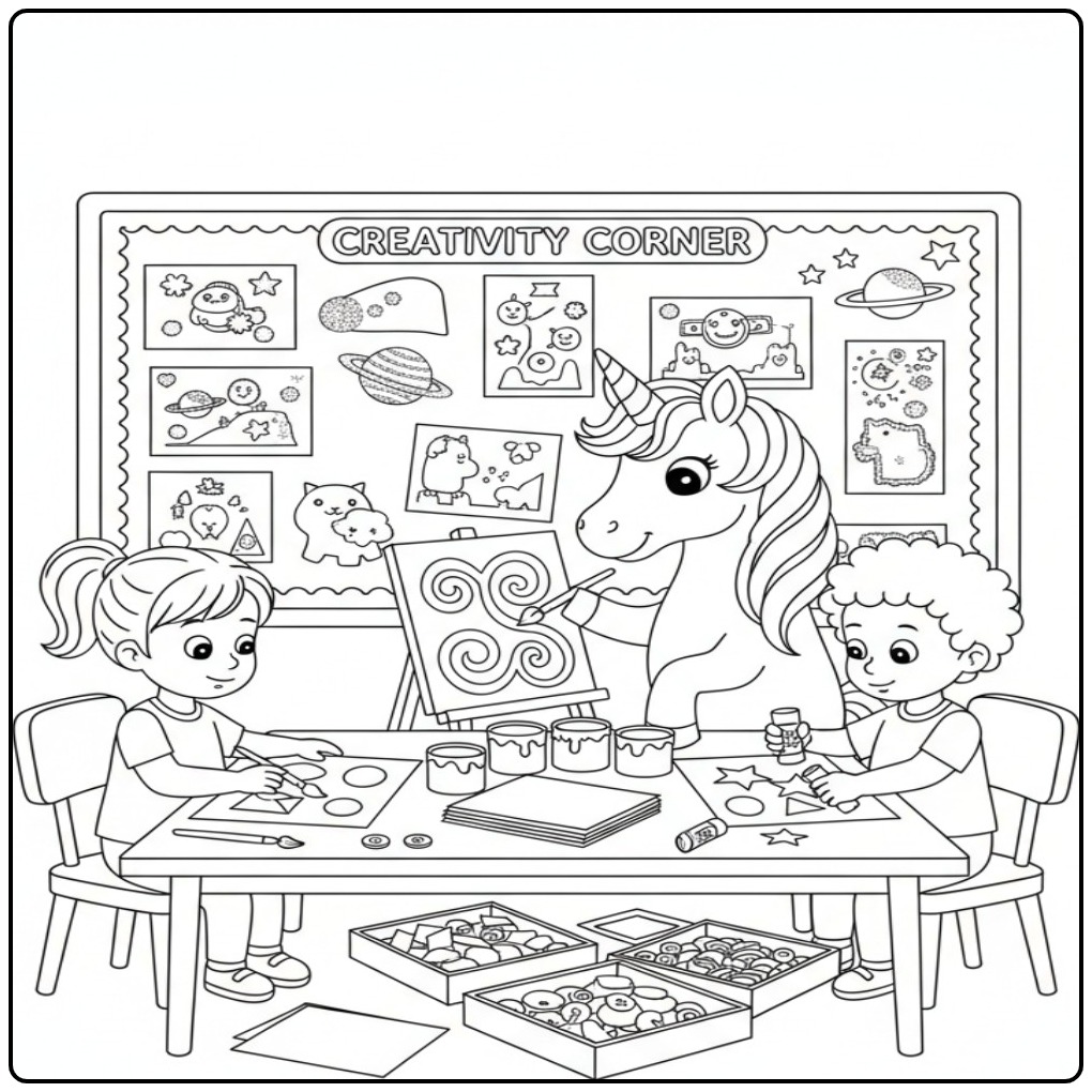 Desenhos: unicornio para colorir na aula de artes. Que divertido!