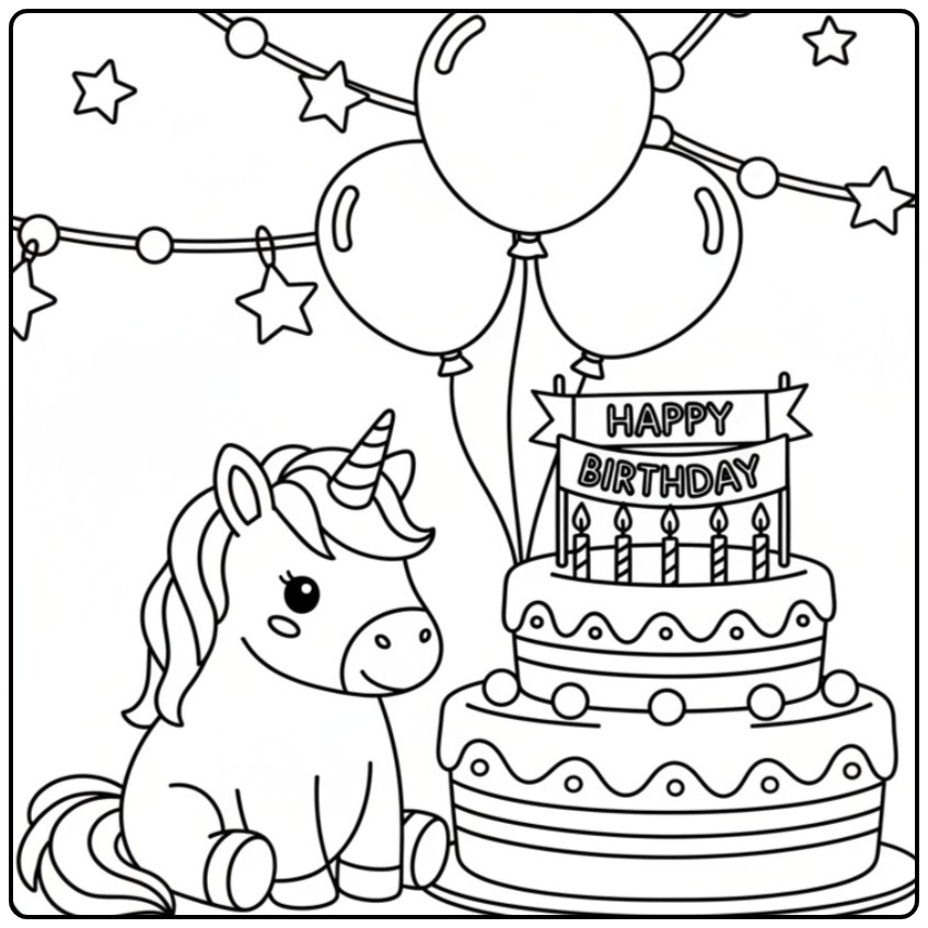 Desenho de unicornio bebe para colorir festa aniversario magica!