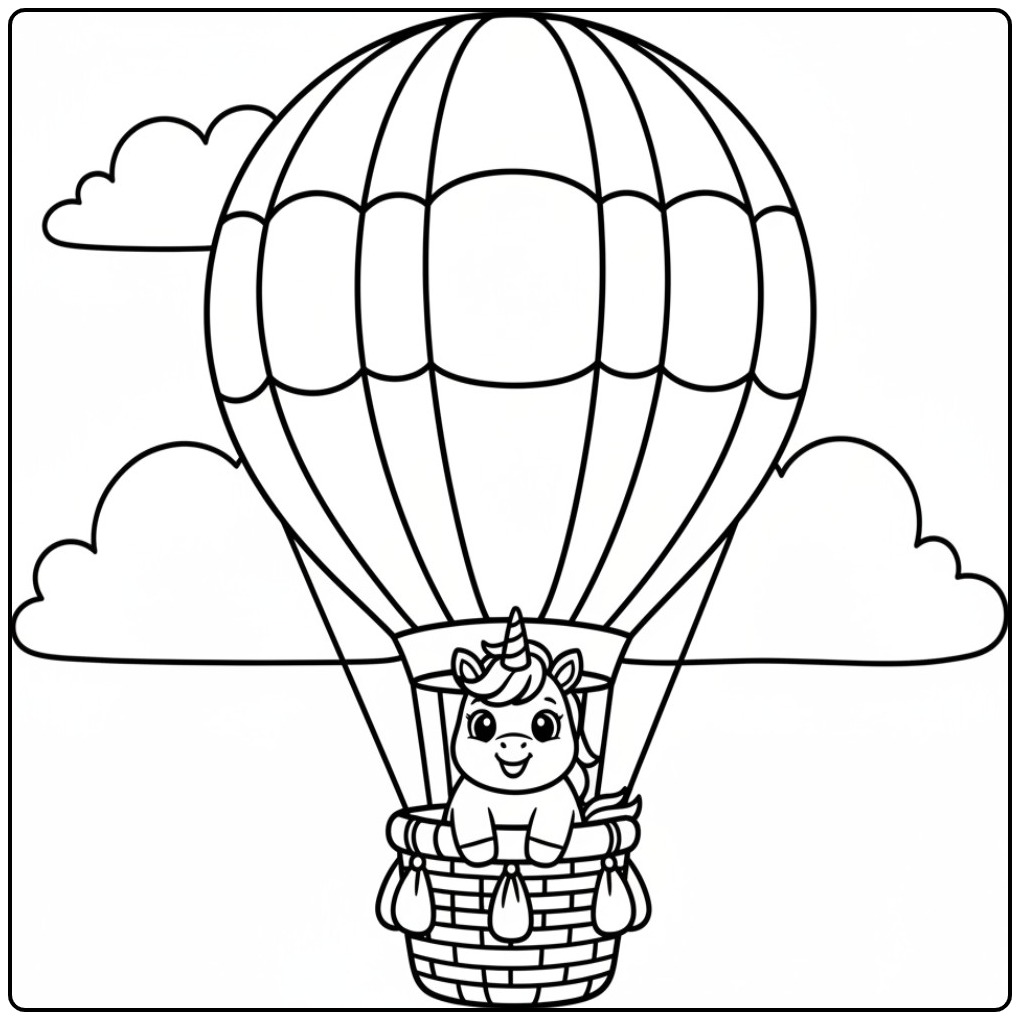 Ilustração de unicornio bebe para colorir no balão!