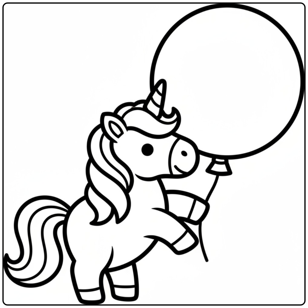 Desenho de unicornio para colorir com balão mágico!