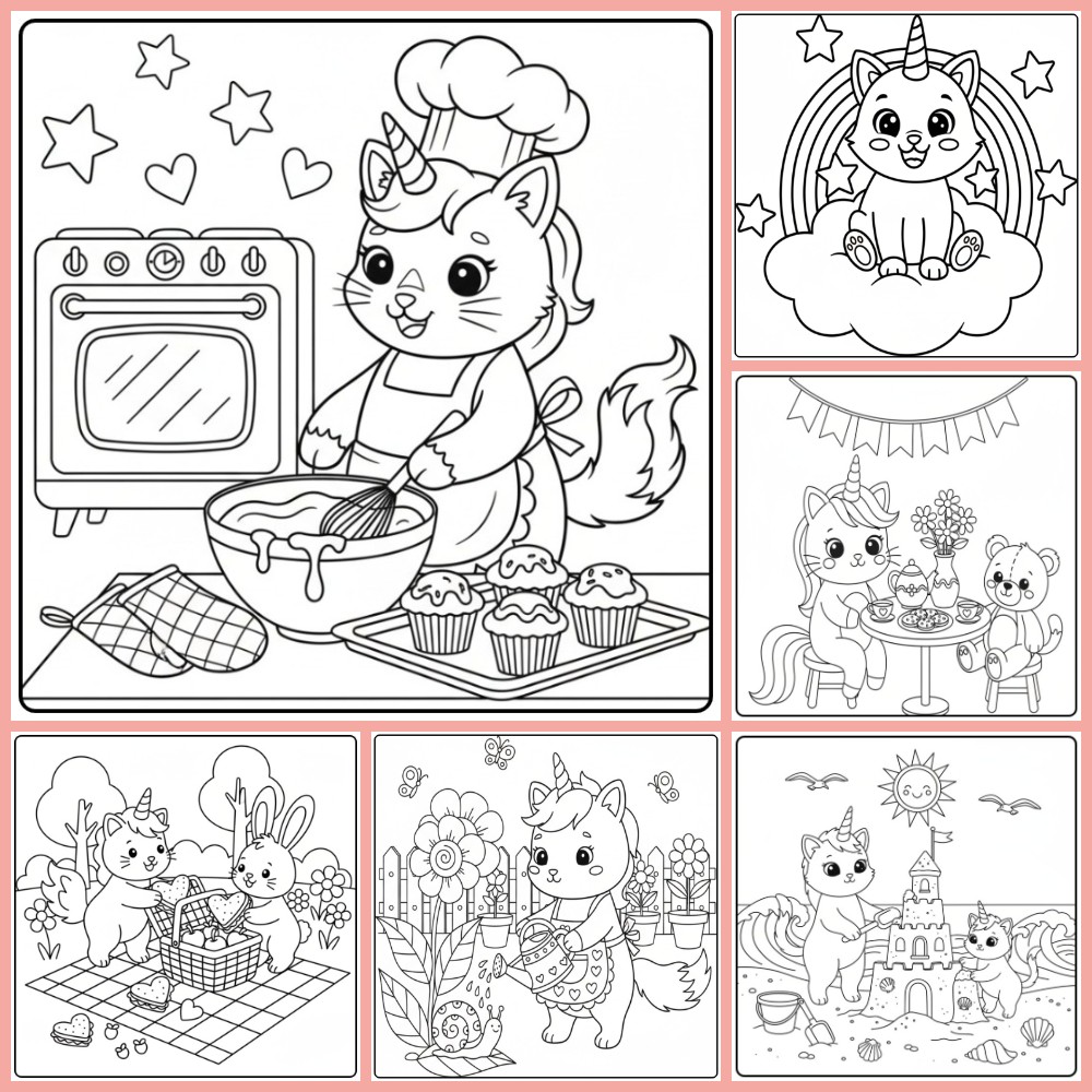 Gato Unicórnio Para Colorir Imprimir Grátis Em PDF