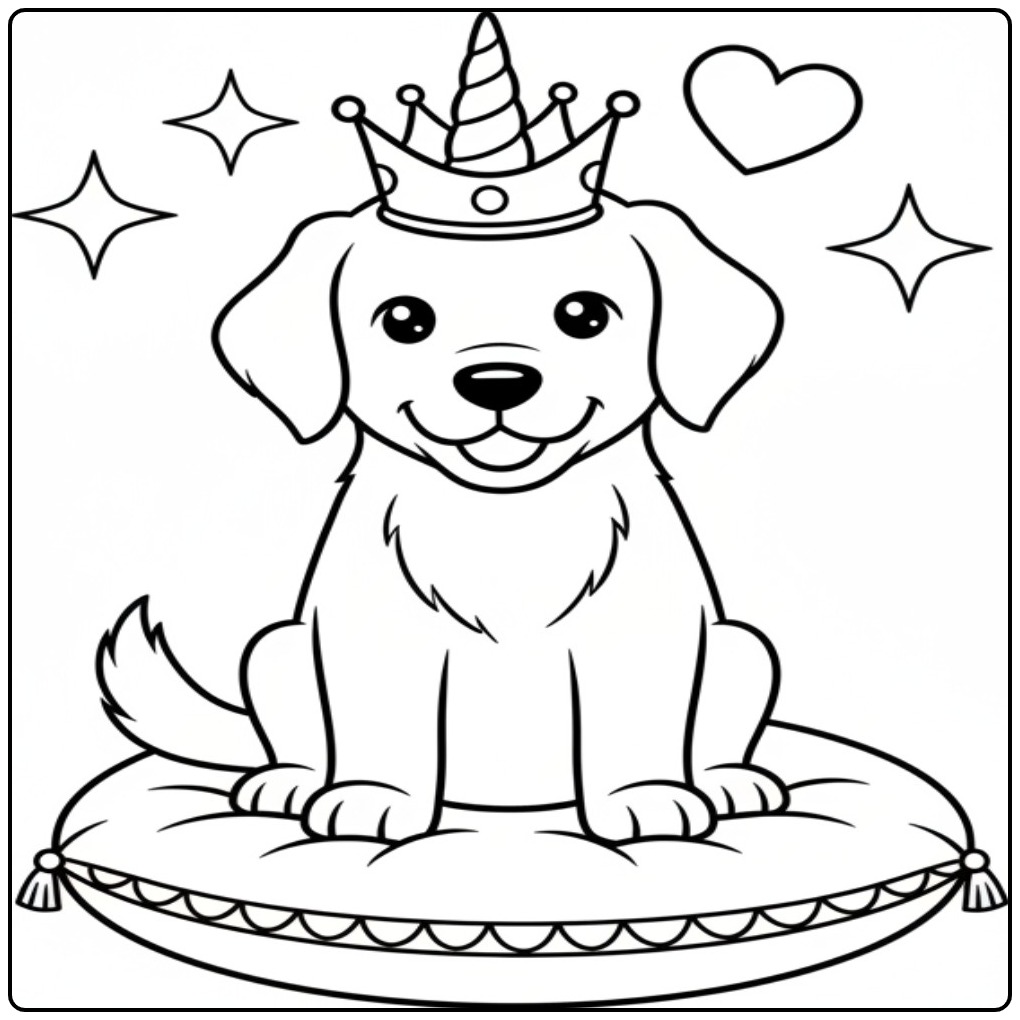 Um lindo desenho de cachorro unicórnio para colorir e se divertir.